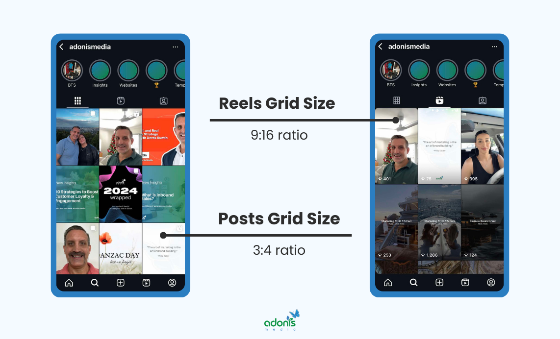 New Instagram grid size