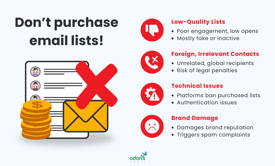 Reasons why you should never purchase email lists
