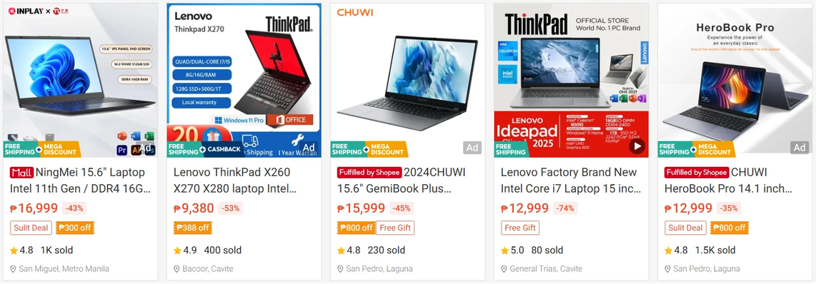 Example of shopping ads