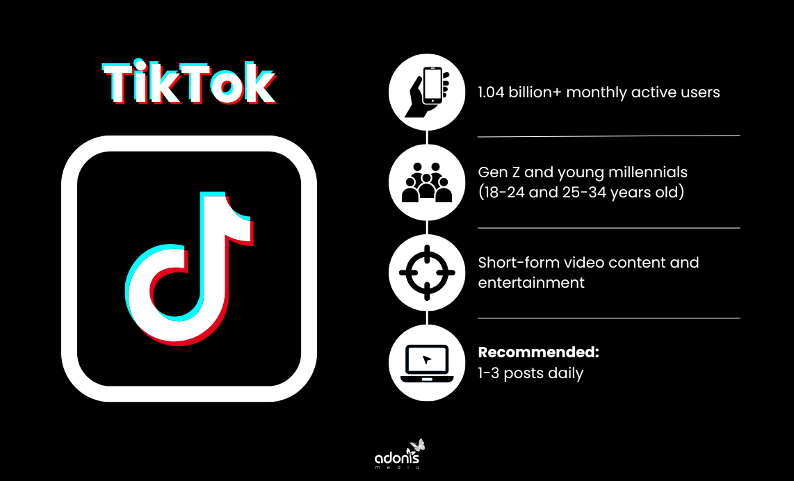 TikTok: number of users, type of audience, platform's focus, and posting frequency